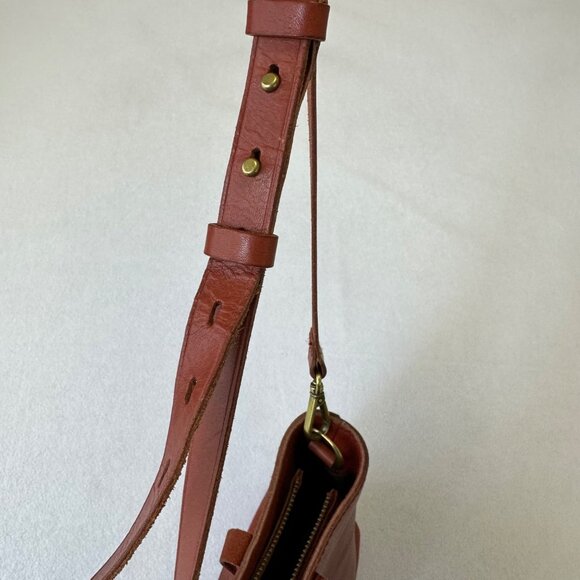 Madewell Leather Transport Tote Crossbody Zip Top Small Cognac English Saddle - Picture 10 of 15